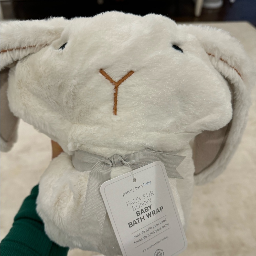 Pottery Barn kids, faux fur Bunny Baby Bath Wrap
